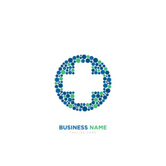Cross icon medical logo with circle dots business, science, healthcare, medical, hospital and doctor green design logo vector
