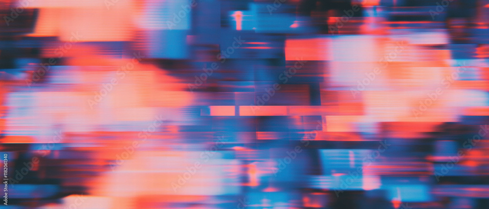 Fototapete digital glitch art featuring vibrant pixelation and fragmented patterns in bold colors