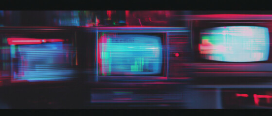 Fototapeta premium Exploring the aesthetic of glitch art and vintage VHS distortion in digital media