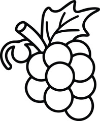 Grape fruit outline coloring book page and digital line art