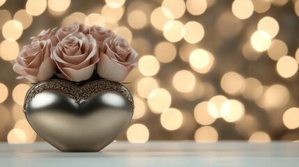 Dreamy Valentine's Day scene featuring roses, chocolates, and plenty of room for text