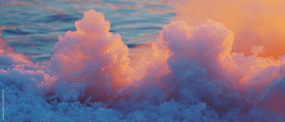 Aufkleber cool dry ice effect creates a mysterious fog with ice formations in twilight colors