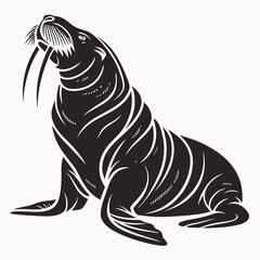 Walrus vector silhouette black design white background