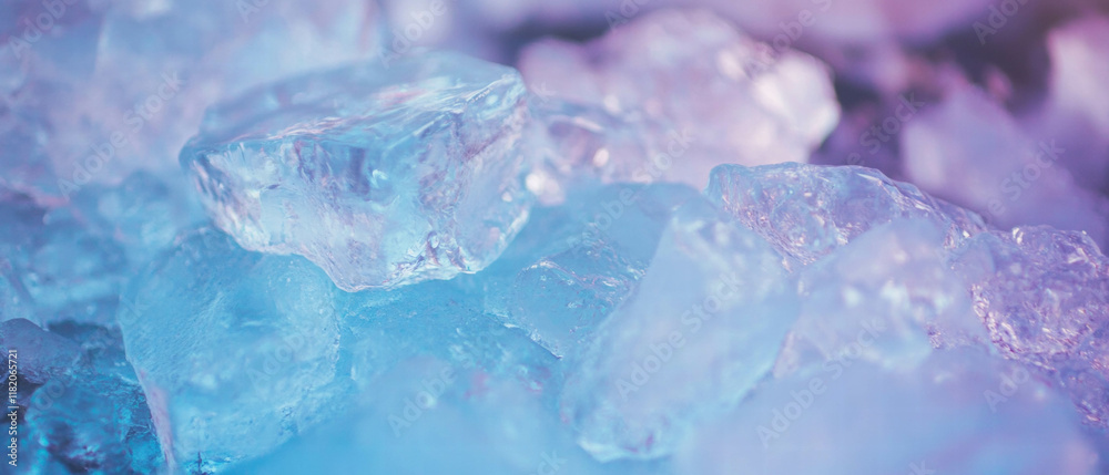 Poster abstract frozen surface with textured ice crystals reflecting cool tones and light