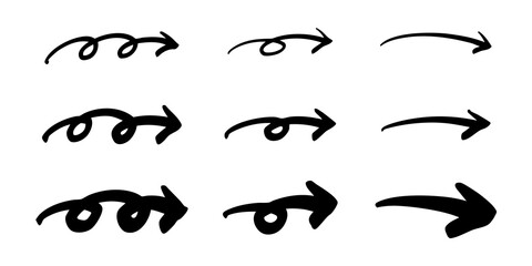 ペンの手書きの矢印セット_黒