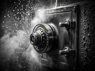 Secure Bank Vault Combination Lock: Vintage Documentary Photography
