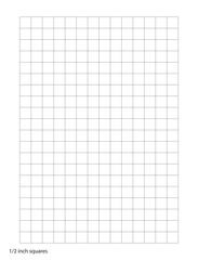 Graph Paper half inch squares printable template A4 notebook format. Graph gray grid for college, journals, diary or math engineering grid line printable.