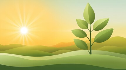 Obraz premium A thriving green plant in the heart of serene natural landscape green