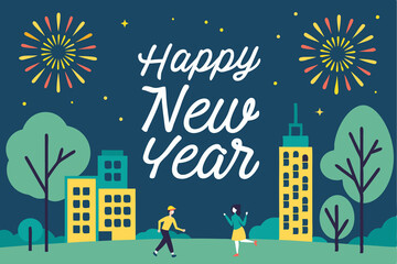 Happy New Year Card Illustration.