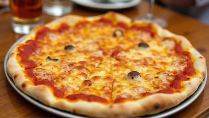 Hot, Fresh Pizza with Golden Crust and Flavorful Toppings