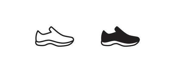 sneakers icon, Casual Sporty Shoe, Running shoes glyph icon, fitness and sport, gym sign symbol, logo, illustration, editable stroke, flat design style isolated on white