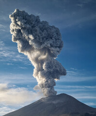 Ash and Smoke from Popocatepetl Volcano
