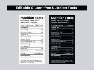 Gluten-Free nutrition facts label template design