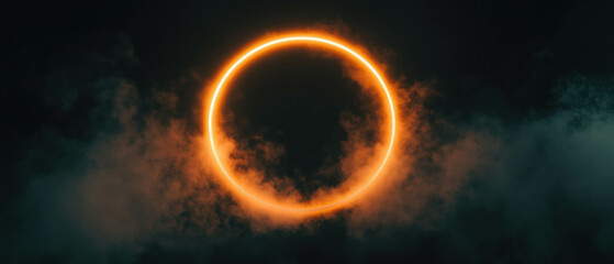 Fototapeta premium Mystical glowing magic circle on dark background creating a protective barrier