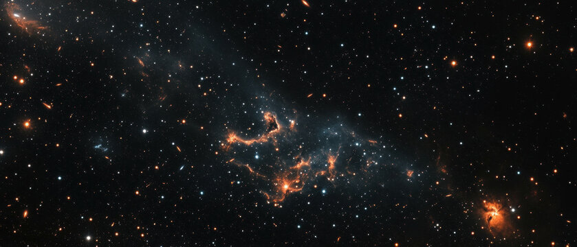 Mystical constellations illuminate a cosmic black background with starry formations