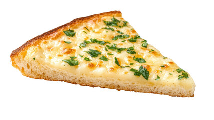 Delicious Slice of Cheese Pizza Topped with Fresh Parsley on a White Background Perfect for Culinary and Food Photography