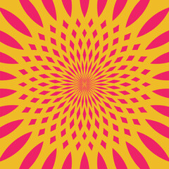 Sunburst Spiral Pink Yellow Background Simple Vector