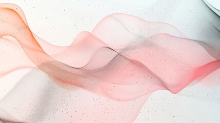 Fototapeta premium Abstract modern composition of translucent pink and coral shapes with black networks on white background