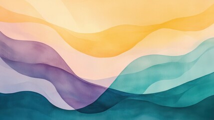 Obraz premium Vibrant abstract modern pastel background art digital creation minimalist design organic shapes teal yellow lavender tones