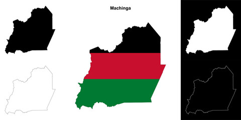 Obraz premium Machinga district outline map set