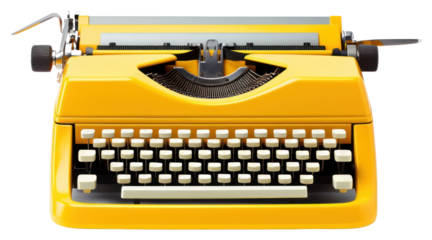 PNG Typewriter yellow white background correspondence.