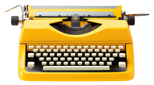 PNG Typewriter yellow white background correspondence.