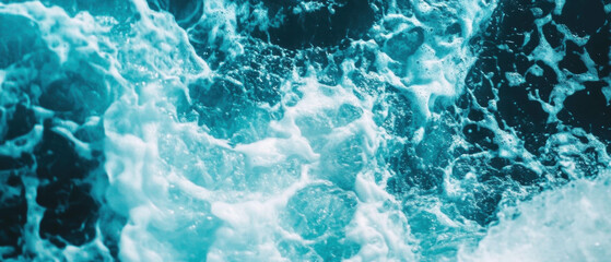 Calm ocean waves captured in long exposure creating a soothing blue and white motion