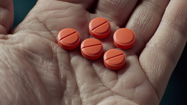 of paracetamol tablets in a hand, highlighting the personal use for headache relief. | Paracetamol 