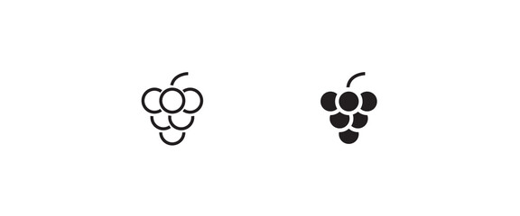 Fototapeta premium Grape Icon Food Fruits, bunches of grapes icons editable stroke, flat design style isolated on white