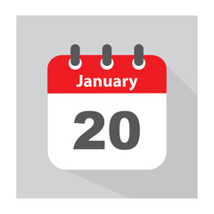 Fototapeta premium 20 January calendar date, icon.