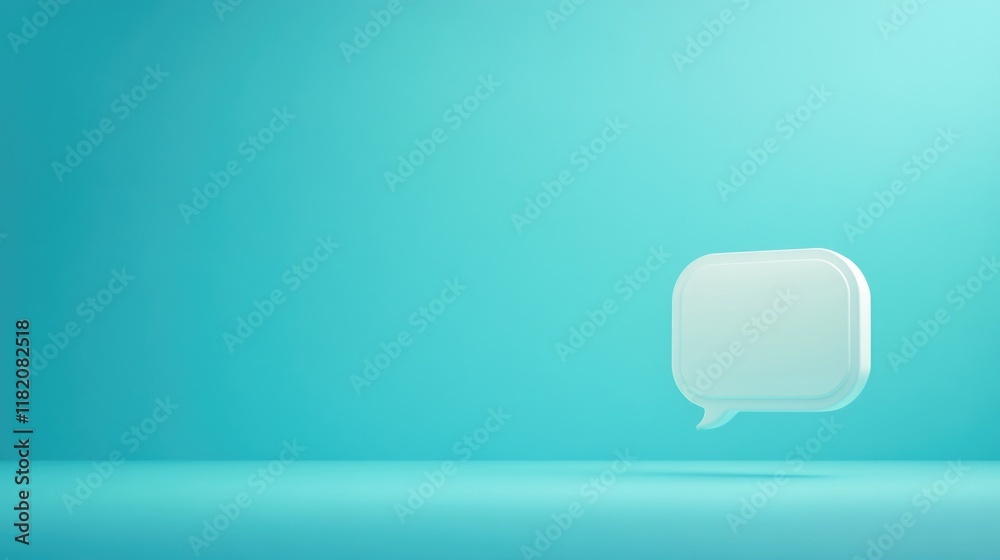 Poster modern social messaging interface on soft turquoise background with floating speech bubble element f
