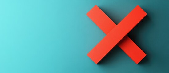 Red Crisscross Icon with Negative Symbol on Teal Background Representing Download Failure Concept in Modern Digital Design