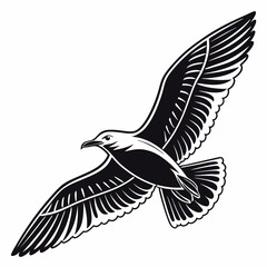 Seagull vector silhouette black design white background