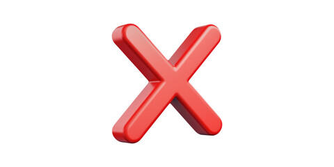 Fototapeta premium Red 3d cross symbol isolated on transparent background