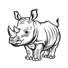 Fototapeta premium rhino cartoon for coloring page