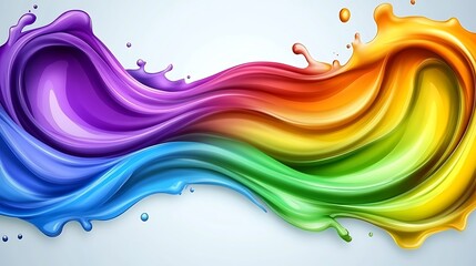 Vibrant Rainbow Colored Liquid Swirling Abstract Design