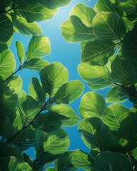 Fototapeta premium green leaves on sky