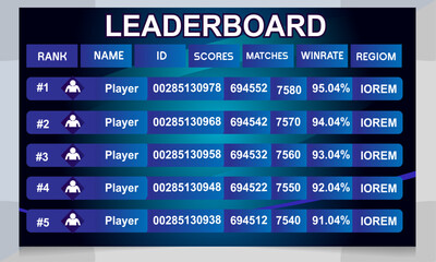 creative blue Game leader board vector design unique and professional
