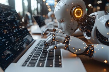 Fototapeta premium A chatbot facilitates the interaction between a person and stock information