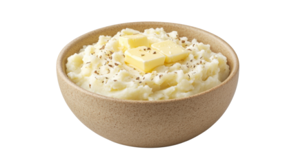 Creamy Mashed Potatoes with Butter, Herbs, and Seasoning in a Rustic Bowl Perfect for Comfort Food Dishes and Culinary Presentations