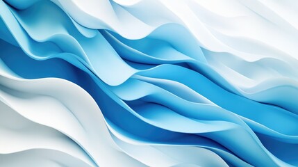 Obraz premium Abstract illustration featuring layered waves in varying shades of blue, creating a serene oceanic effect.