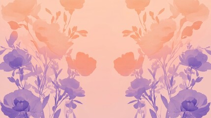 Symmetrical floral silhouettes abstract pastel gradients digital art elegant design soft colors modern aesthetic