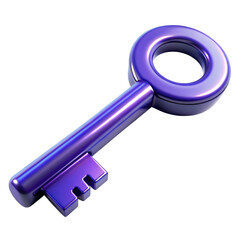 3D Render of a Shiny Purple Key - Symbol