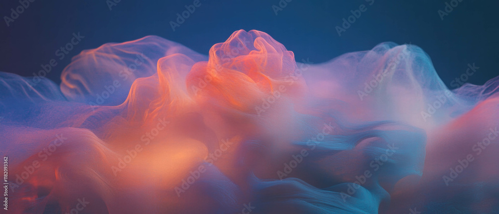 Poster Dynamic patterns of colorful smoke forming abstract shapes in motion