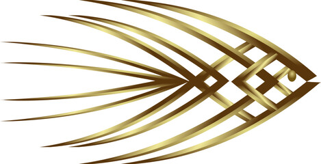 curved line design material with golden brown gradient colors as inspiration for ornaments or fish-shaped decorations for fine arts and applied arts