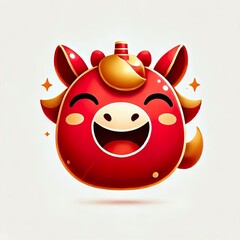 Fototapeta premium Joyful Red gold Horse Chinese New Year Lantern Gold Celebration on a white background