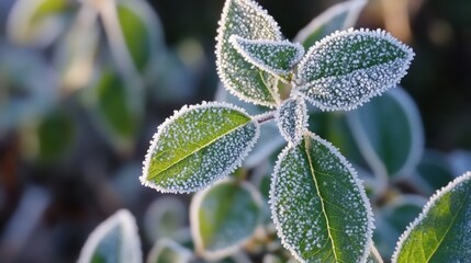 Frozen Leaves: A Winter's Morning Embrace