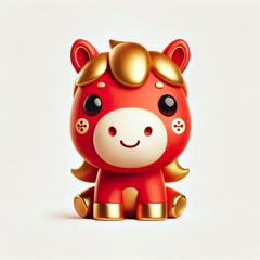 Naklejka premium Joyful Red gold Horse Chinese New Year Lantern Gold Celebration on a white background