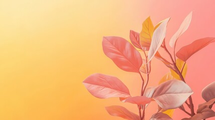 Obraz premium Abstract pastel peach streaks minimalist art digital design coral and yellow gradient background high detail