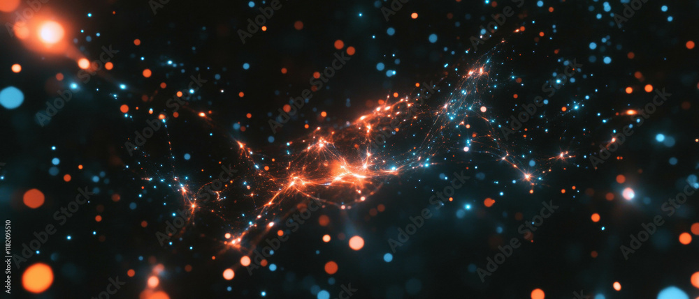 Poster Spark clusters create an intense display against a black background in a cosmic dance of light